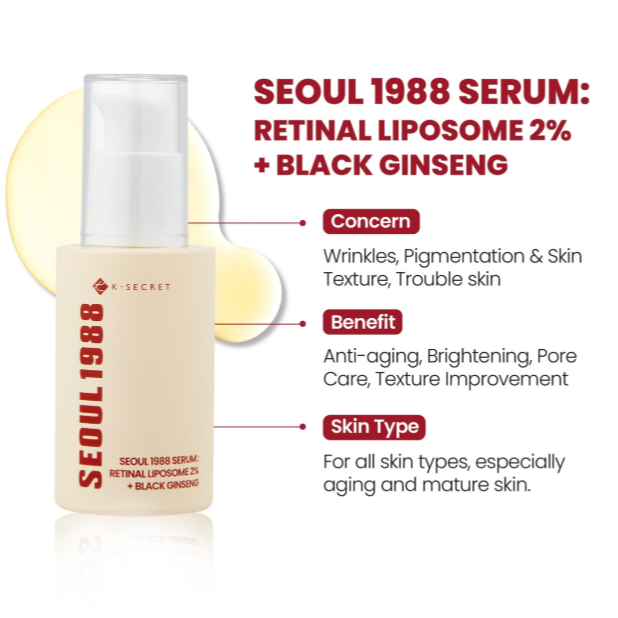 KSECRET - SEOUL 1988 Serum Retinal Liposome 2% + Black Ginseng at Skin Junction Australia