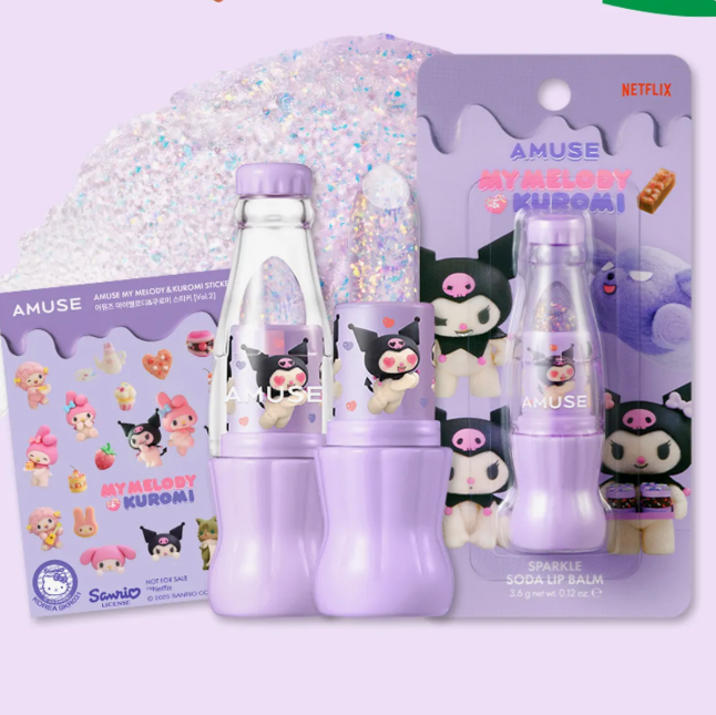 Amuse - My Melody and Kuromi Sparkle Soda Lip Balm at Skin Junction Australia