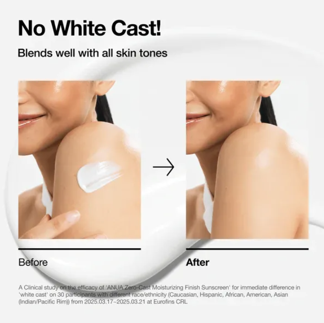 Anua - Zero-Cast Moisturizing Finish Sunscreen at Skin Junction Australia