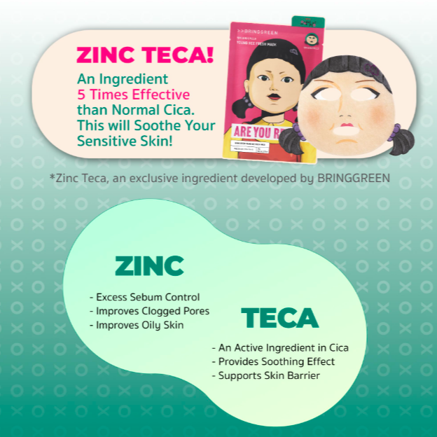 Bring Green - Tea Tree Cica & Young Hee Fresh Mask Set Squid Game Edition at Skin Junction Australia