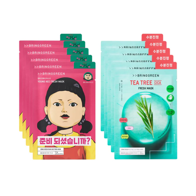 Bring Green - Tea Tree Cica & Young Hee Fresh Mask Set Squid Game Edition at Skin Junction Australia