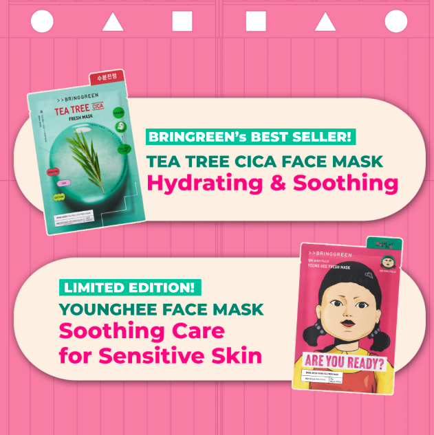 Bring Green - Tea Tree Cica & Young Hee Fresh Mask Set Squid Game Edition at Skin Junction Australia