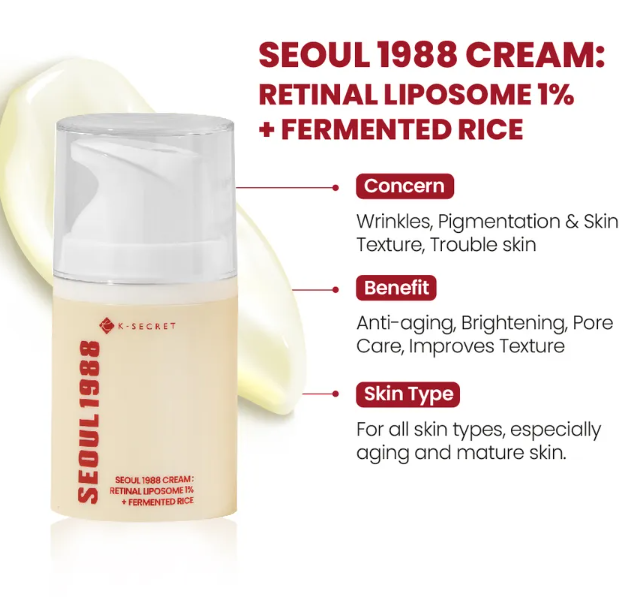 KSECRET - SEOUL 1988 Cream: Retinal Liposome 1% + Fermented Rice 50ml at Skin Junction Australia