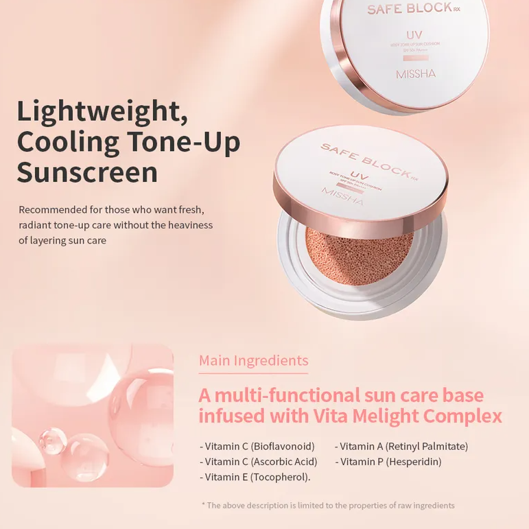 MISSHA - Safe Block RX Rosy Tone Up Sun Cushion at Skin Junction Australia