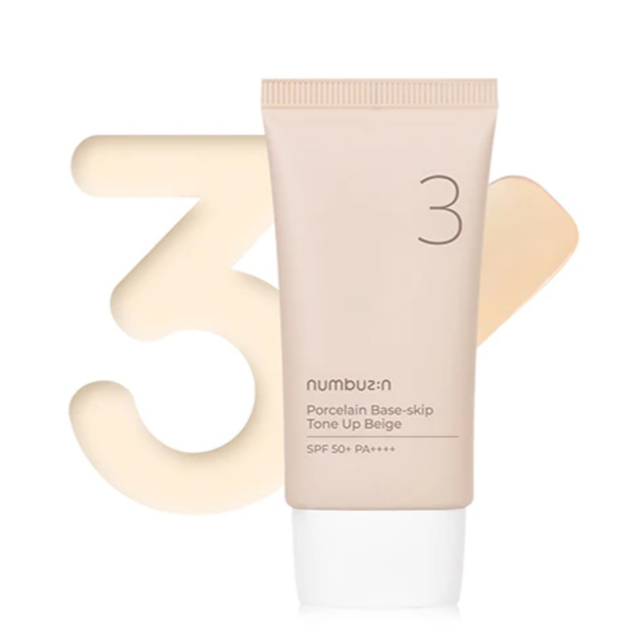 Numbuzin - No. 3 Porcelain Base Skip Tone Up Beige at Skin Junction Australia