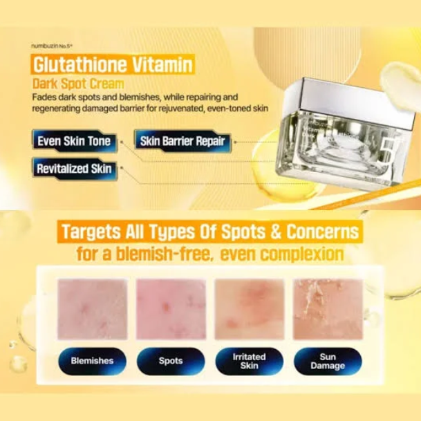 Numbuzin – No.5 Vitamin Glutathione Dark Spot Laser Cream at Skin Junction Australia