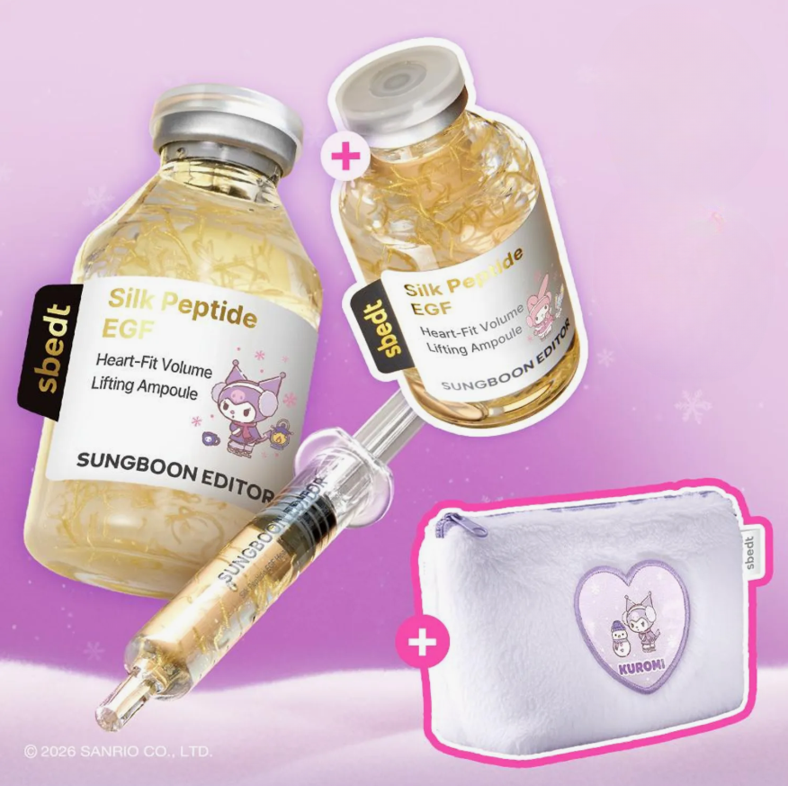 Sungboon Editor - Silk Peptide EGF Heart Fit Volume Lifting Ampoule 40ml Double Pack (+Sanrio Pouch) at Skin Junction Australia