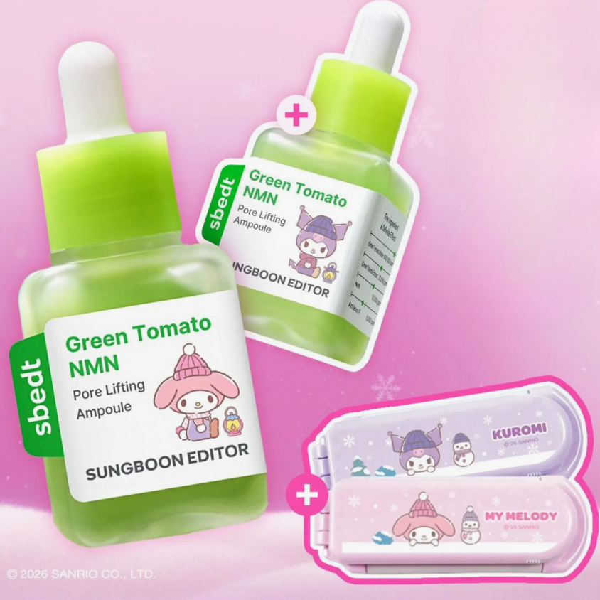 Sungboon Editor - Green Tomato NMN Pore Lifting Ampoule 40ml Double Pack (+Sanrio Comb and Mirror) at Skin Junction Australia